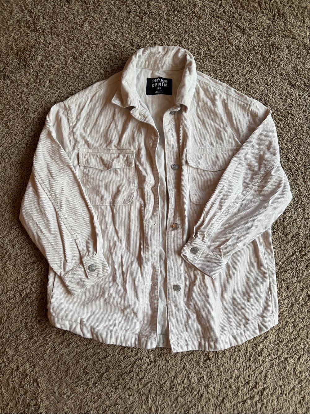 Refuge Denim Women's Cream Corduroy Shacket